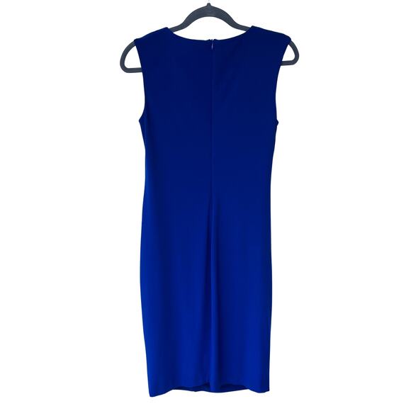 Joseph Ribkoff Blue Ruched Sheath Dress 10 Cowl Neck Embellished Party Cocktail - Picture 6 of 8